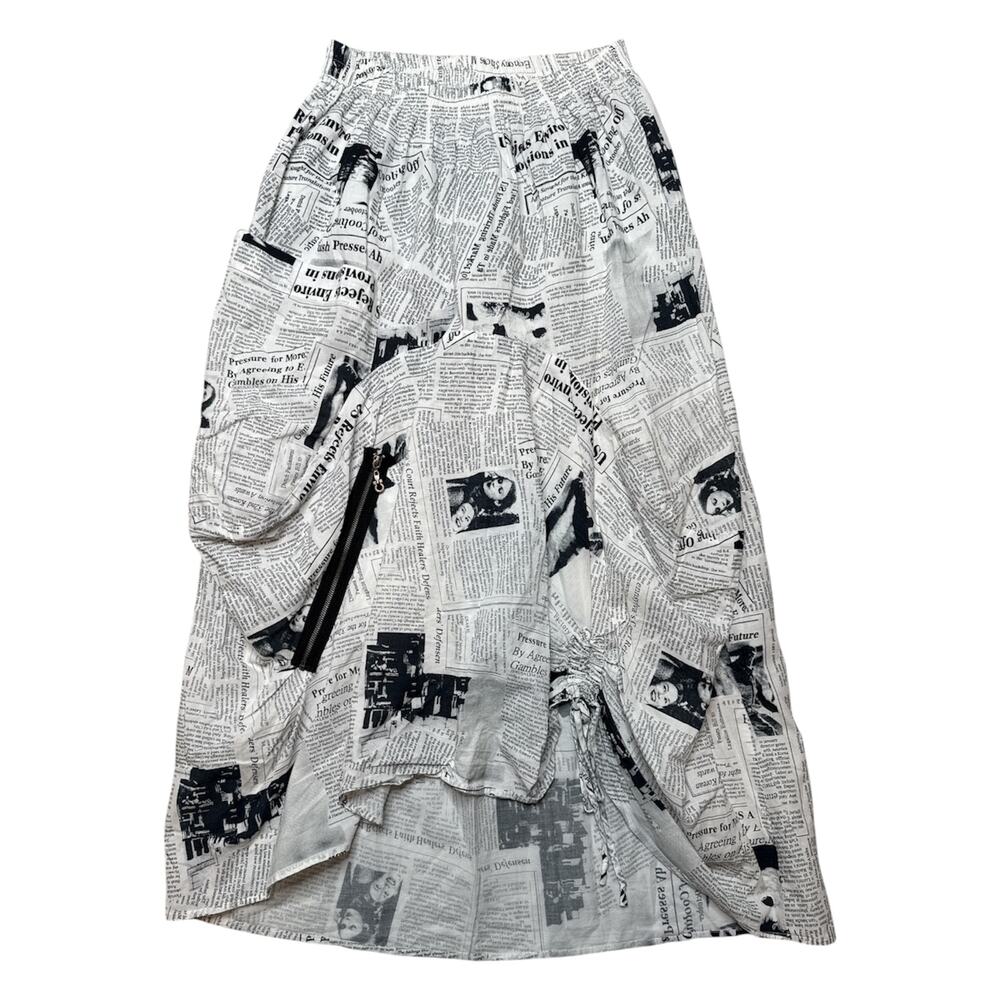 Vintage Style Newspaper Print Skirt | Avant-Garde Art Statement Skirt Size S